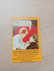 KELLOGG'S CARD: INDIANA JONES & THE TEMPLE OF DOOM ADVENTURE AUS TRAIL Game 1984 - Picture 1 of 2