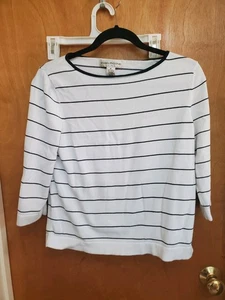 EVAN-PICONE Women's Black & White 3/4 Sleeve Knit Sweater Size Medium - Picture 1 of 4