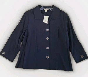 Appleseed's Damen XL blau Button Down Seersucker 3/4 Ärmel klassische Bluse Top - Bild 1 von 10