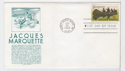 TurtlesTradingPost- Father Marquette- Explorer 1968 #1356 FDC Anderson Cachet - Image 1 of 2