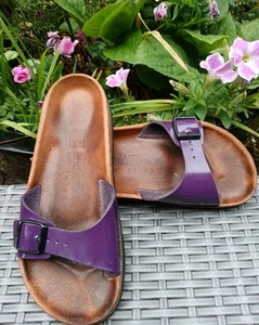 Birkenstock Madrid Patent Leather Womens Purple Flat Sandals UK 4.5 Used - Picture 1 of 9