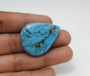 43.00 Cts Magnesite Dyed Gemstone Turquoise Pear Cabochon Jewelry Use 27x34x5 mm - Picture 1 of 7