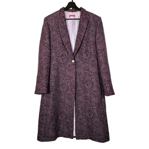 Purple Long Jacket Floral Tapestry Plus Size 16 Vintage Retro Single Button - Picture 1 of 10