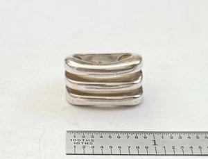 Retired Silpada Sterling Silver Geometric Triple Bar Band Ring R1618 Size 8.5 - Picture 1 of 4