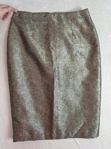 Worthington Womens 12 Skirt Gold Metallic Pencil Back Zip Lined Cocktail Party - Picture 1 of 11