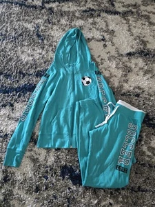 Justice Mädchen Outfit Fleece türkis Jacke & Jogginghose, Größe 12 - Bild 1 von 7