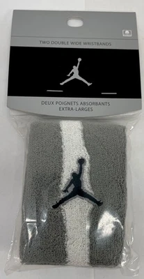Vintage Jordan Stretch Two Double Wide Unisex Wristbands Gray White And Blue - Image 1 of 4