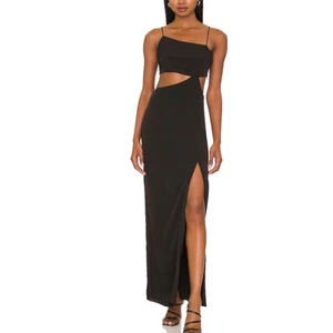 Revolve Superdown Black Cut Out Maxi Slip Dress SMALL Cocktail Slit Rachel NEW - Picture 1 of 7