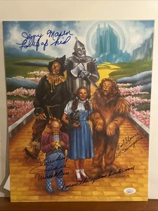 Der Zauberer von Oz Mickey Carroll Karl Slover Jerry Maren SIGNIERT 11x14 Foto JSA - Bild 1 von 3