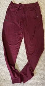 Under Armour Fitted Sweatpants Youth Large Maroon Drawstring Zipper Pockets - Picture 1 of 9