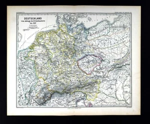 1875 Spruner Map Germany 1137 Austria Switzerland Holland Bohemia Alps Europe - Picture 1 of 6