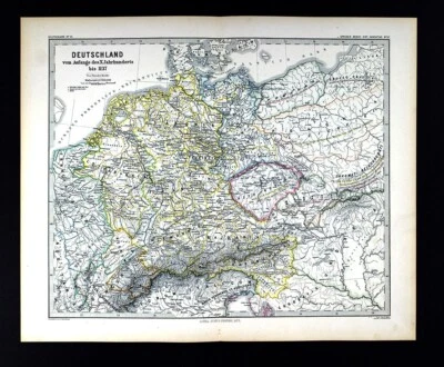 1875 Spruner Map Germany 1137 Austria Switzerland Holland Bohemia Alps Europe - Image 1 of 4