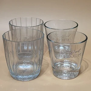 Crown Royal Etched Ribbed Lowball Whiskey Cocktail Von Pok Made in Italy Lot/4 - Picture 1 of 15