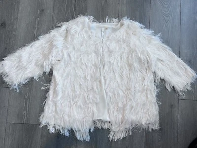 Chaqueta de vestir borrosa blanca de la colección NY para mujer talla L Foto 1 de 4