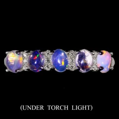 925 Anello Argento Sterling Ovale Opale di Fuoco Gioielli Finto Zirconia Cubica - Immagine 1 di 4