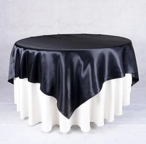 60" SATIN Square Table Overlay For Wedding Catering Party Table Decoration BLACK - Picture 1 of 1
