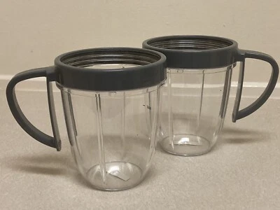 Lote de 2 licuadoras NutriBullet Magic Bullet taza pequeña NB-101 con anillo de mango B-40 Foto 1 de 3