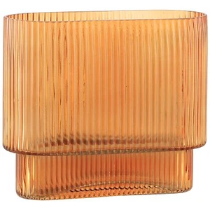 Ribbed Glass Vase Amber Glass Vase Flower Vase Fluted Glass Vase Ribbed Flowe... - Picture 1 of 10