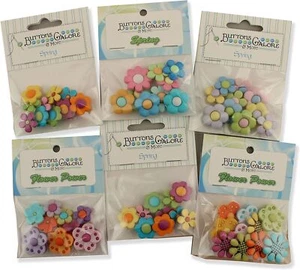 Buttons Galore Flower Power Button Theme Packs-Set of 6 - Picture 1 of 2