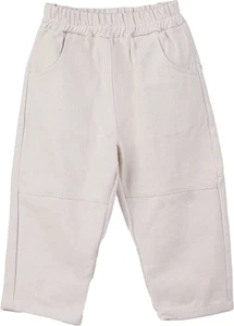 Toddler Kids Boys Girls Unisex Denim Trousers Ivory Beige 2-7 Years Pants - Picture 1 of 7