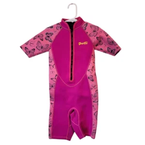 Gold Fin Hot Pink Butterfly Wet Suit Size 9 - Picture 1 of 5