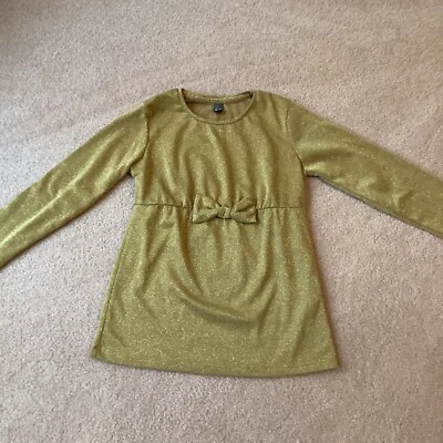 ZARA NIÑOS NIÑAS ORO BRILLANTE MANGA LARGA JERSEY TOP, 9-10, PRECIOSO, LAZO Foto 1 de 3