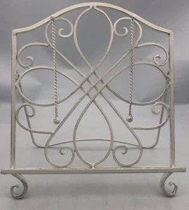 White Metal Cookbook Holder Recipe Book Stand for Kitchen, Vintage Scrollwork - Picture 1 of 11