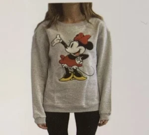 Woman’s XL Minnie Mouse Gray Cotton Pullover Sweatshirt NWT - Picture 1 of 5