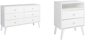 Milo Mid-Century 6 Drawer Double Dresser for Bedroom, 16" D X 52.50" W X 33" H, - Picture 1 of 7