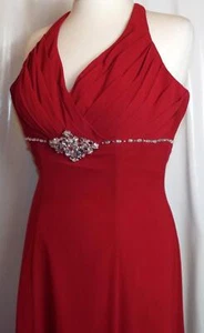 EBONY ROSE🌺BURGUNDY HALTER NECK CHIFFON OCCASION PROM DRESS 🌺SIZE 14 #1402* - Picture 1 of 8
