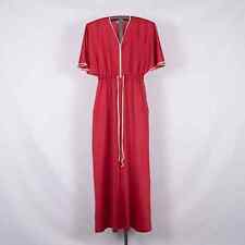 Vintage Vanity Fair Women's Gown Kaftan Zipper Front Elastic Waist Red SZ SMALL
