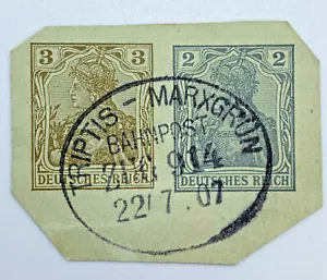 GERMANY TRIPTIS MARXGRUN RAILWAY POST, AMAZING CUT POSTMARK CANCEL PIECE - Picture 1 of 1