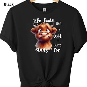 Highland Cow Graphic Print T-Shirt Humorous Graphic Tee Men's Women's Graphic Te - Picture 1 of 15