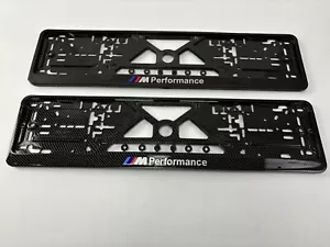 2x Number Plate Surround Holder Frame CARBON BMW Performance - Picture 1 of 8