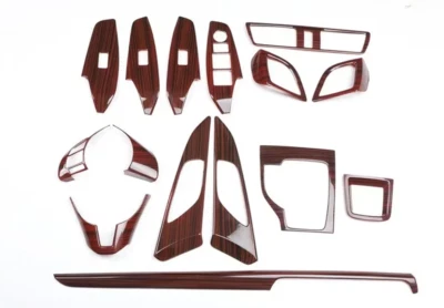 15 peças kit interior de carro grão de madeira pêssego acabamento de capa para Mazda 3 2014-2016 - Imagem 1 de 4