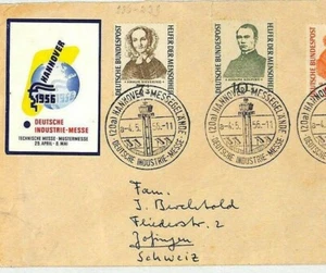 GERMANY FDC 1956 EXHIBITION Hannover *Industrial Fair* Vignette Label LA160 - Picture 1 of 3