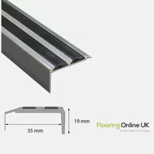 Aluminium Stair Nosing Edge Trim Step Nose Edging Nosings Carpet - Anti Slip Pad - Picture 1 of 1