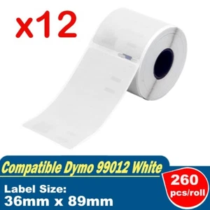12 Compatible for DYMO 99012 Label 36mm x 89mm Labelwriter450/450 turbo - Picture 1 of 1