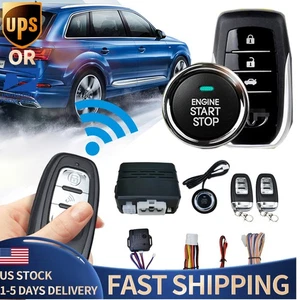 Car Keyless Entry System Engine Start Ignition Security Alarm W/ 2 Remote KitsB - Picture 1 of 9