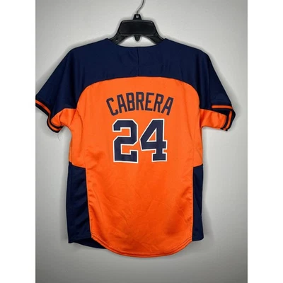 Majestic Detroit Tigers Cabrera 24 MLB Béisbol Niños Botón Delantero Jersey 14-16 Foto 1 de 4