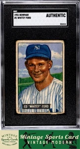 1951 Bowman - Whitey Ford - Rookie RC #1 New York Yankees SGC A - Bild 1 von 2