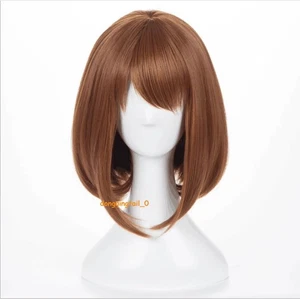 Anime My Hero Academia Ochako Uraraka Cosplay Wig Short Hair Brown Hairpiece - Picture 1 of 10