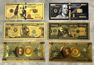 48 Lot PCS 24K Gold & Black Banknote Assorted Lot (8 of each shown) - Picture 1 of 2