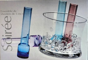 VINTAGE UNBENUTZT VERPACKT WODKA SET KRISTALL EISKÜBEL & 4 GROSSE SCHNAPSGLÄSER. Neu im Karton - Bild 1 von 9