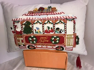 Christmas Trolley Lumbar pillow cover only Embroidered beads Threshold 12”x18”…u - Picture 1 of 4