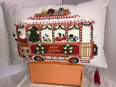 Christmas Trolley Lumbar pillow cover only Embroidered beads Threshold 12”x18”…u - Image 1 of 4