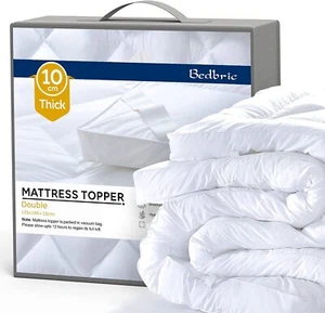 10cm Deep Mattress Topper Luxury Soft Hotel Quality Microfiber All Sizes 4" - Picture 1 of 47