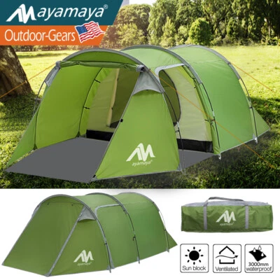 3-4 Person Waterproof Dome Tunnel Camping Tent Portable Outdoor Instant Shelter - Image 1 of 4