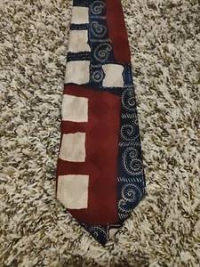 JT Beckett Neck Tie Adult Mens Red Geometric 100% Silk Made In Italy Necktie - Picture 1 of 5