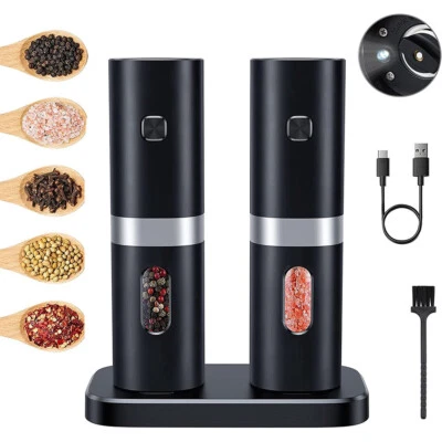 Automatic Electric Salt and Pepper Grinder Set - Rechargeable with LED Light - Image 1 of 4